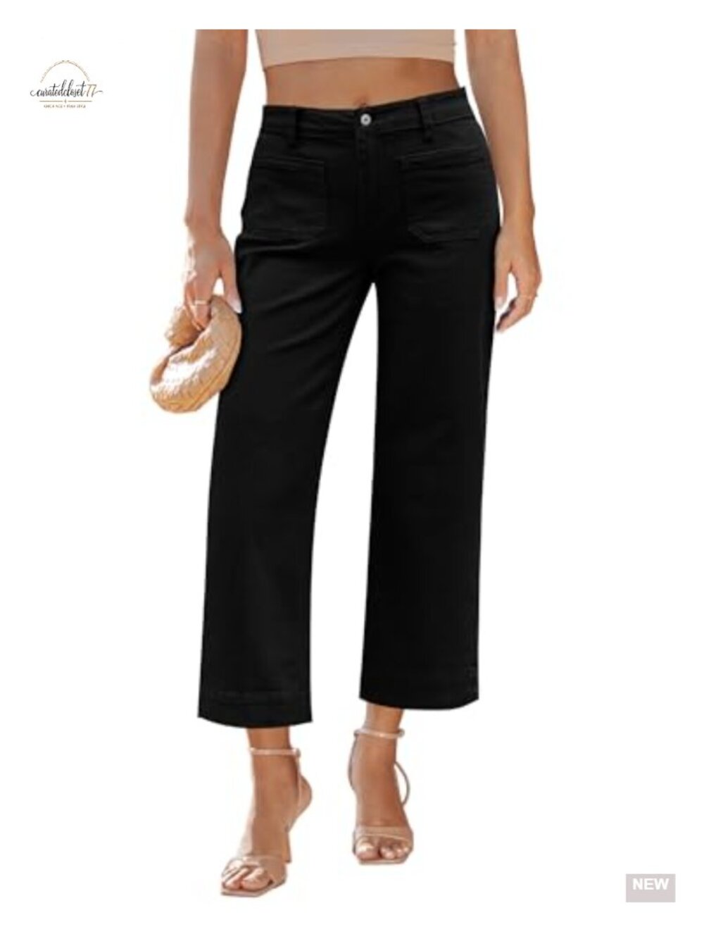 Wide Leg Cropped Jeans High Waisted Stretchy Denim Pants Baggy Flare Trousers